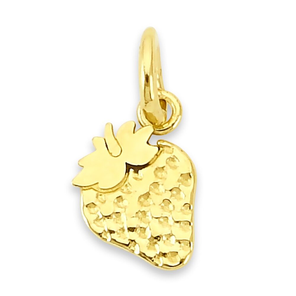 Solid 10k Gold Strawberry Charm - Cute Summer Jewelry Gifts